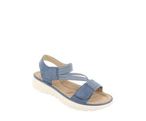 Chums Ladies Dr Keller Women's Elastic Strap Touch Fasten Wide E Fit Sandals Cushioned Comfort Footbed Navy