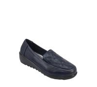 Chums Ladies Dr. Lightfoot Slip On Quilted Top EE Fit Shoes with Wedge Heel and Twin Gussets Navy