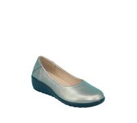 Chums Ladies Dr Lightfoot Wide EE Fit Comfort Slip On Flexisole Shoes, Lightweight Cushioned Insole, Low Wedge 1.5" Pewter 3