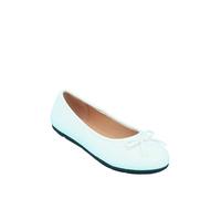 Chums Ladies Dr Lightfoot Wide Fit Basket Weave Ballerina Pumps (EE Fit) Slip On Comfort Shoe with Bow Detail & Padded Insole White 8