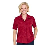 Chums Ladies Embroidered Short Sleeve Button Up Blouse | Women's Lightweight 100% Polyester Shirt with Contrasting Embroidery & Button Up Front