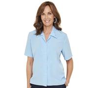 Chums Ladies Embroidered Short Sleeve Button Up Blouse | Women's Lightweight 100% Polyester Shirt with Contrasting Embroidery & Button Up Front
