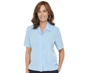 Chums Ladies Embroidered Short Sleeve Button Up Blouse | Women's Lightweight 100% Polyester Shirt with Contrasting Embroidery & Button Up Front