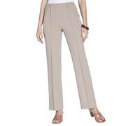 Chums Ladies Figure Flattering Trousers, Fully Elasticated Waist Pull-On Comfort Pants, Straight Leg Cut with Pintuck Stitch Stone 20 Short