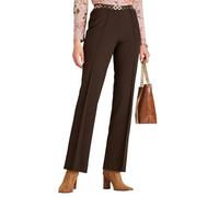 Chums Ladies Figure Flattering Trousers Fully Elasticated Comfort Pull-On Pants with Pintuck Stitch Chocolate 16 Short