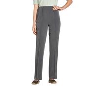 Chums Ladies Figure Flattering Trousers, Fully Elasticated Waist Pull-On Comfort Pants, Straight Leg Cut with Pintuck Stitch Grey 16 Extra Short