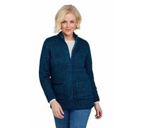 Chums Ladies Fleece Lined Cosy Knit Cardigan with Stud Fastening | Women's Marl Effect Knitwear, Full Zip & Studs, Two Patch Pockets (Approx. 30.5" inch length)