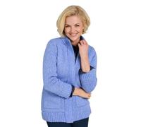 Chums Ladies Fleece Lined Front Pocket Zip Cardigan Cosy Knit with Stud Fastening Blue