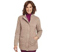 Chums Ladies Fleece Lined Front Pocket Zip Cardigan Cosy Knit with Stud Fastening Natural 24-26