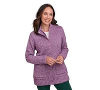 Chums Ladies Fleece Lined Front Pocket Zip Cardigan Cosy Knit with Stud Fastening Plum 16-18