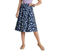 Chums Ladies Floral Print Skirt with Easy Pull-On Elasticated Waist Petite (25") & Regular (27") Length Navy 10 Petite