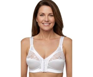 Chums Ladies Front Fastening Bra Soft Cup with Lace Trim Extra Wide Strap Bra for Women