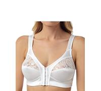 Chums Ladies Front Fastening Bra Soft Cup with Lace Trim Extra Wide Strap Bra for Women White 46B