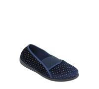 Chums Ladies Glitter Dot Velour E Fit Slippers with Elastic Gusset, Cosy Fit & Sturdy Sole Navy 8