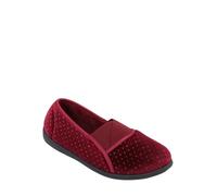 Chums Ladies Glitter Dot Velour E Fit Slippers with Elastic Gusset, Cosy Fit & Sturdy Sole Wine 7