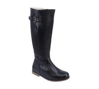 Chums Ladies Leather Zip Boots with Sherpa Fleece Lining, Adjustable Buckle, and Side Zip - Warm and Stylish Winter Footwear Black 8 UK