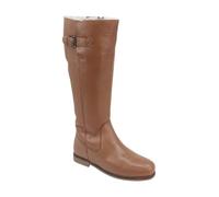 Chums Ladies Leather Zip Boots with Sherpa Fleece Lining, Adjustable Buckle, and Side Zip - Warm and Stylish Winter Footwear Tan 5 UK