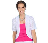 Chums Ladies Lightweight Pointelle Knit Shrug Elegant Bolero for Layering White 26-28