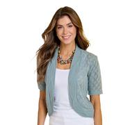 Chums Ladies Lightweight Pointelle Knit Shrug Elegant Bolero for Layering Duck Egg Blue 14-16