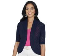 Chums Ladies Lightweight Pointelle Knit Shrug Elegant Bolero for Layering Navy 26-28