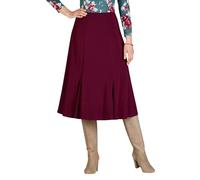 Chums Ladies Lined Soft Jersey Skirt with Godet Panels - Elegant Mid-Length Style Wine 10