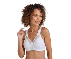 Chums Ladies Marlon Front Fastening Full Back Support Bra, Non Wired Cotton Rich Comfort Bra White 36C