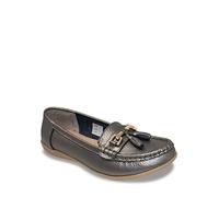 Chums Ladies Nautical Leather Loafers, Wide Fit Slip On Shoes