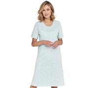 Chums Ladies Pack of 3 Short Sleeve Print Nightdresses - 100% Cotton Breathable Knee-Length Nighties with Mixed Prints - Soft Pull-On Sleepwear Aqua 24-26