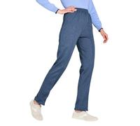 Chums Ladies Pull On Jersey Trousers with Soft Stretch Elasticated Waist, Smart Crease Detail, Comfortable Easy Care Smart Casual Pants Navy 10 Extra Short