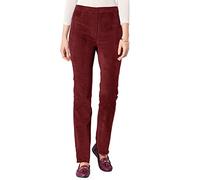 Chums Ladies Pull On Needlecord Trousers Cotton Rich Stretch Elasticated Waist Warm Comfortable Smart Casual Corduroy Trousers Sizes 10-22 Wine 20 Extra Short