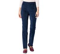 Chums Ladies Pull On Needlecord Trousers Cotton Rich Stretch Elasticated Waist Warm Comfortable Smart Casual Corduroy Trousers Sizes 10-22 Navy 14 Short
