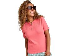 Chums Ladies Short Sleeve Grandad Top with Embroidery - Lightweight Button-Front Blouse in Blue, Peach, Light Khaki or Sage - Sizes 10 to 20 Peach 18-20