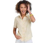 Chums Ladies Short Sleeve Pintuck Printed Blouse with Peter Pan Collar Top and Pintuck Front Detail for Women Vanilla 12