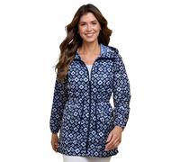 Chums Ladies Showerproof Printed Pac-A-Mac, Lightweight Packaway Rain Jacket with Hood, Drawcord Waist & Elasticated Cuffs, Sizes S-XXXL (10-20) Navy 18