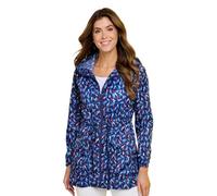 Chums Ladies Showerproof Printed Pac-A-Mac, Lightweight Packaway Rain Jacket with Hood, Drawcord Waist & Elasticated Cuffs, Sizes S-XXXL (10-20) Blue 16