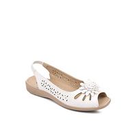 Chums Ladies Slip On Open Toe Sandal With Elastic Heel White 4 UK