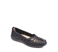 Chums Ladies Slip On Shoes Stylish Cut Out Design with Comfortable Cushioned Insole Breathable Design Flexible Sole Black 4 UK