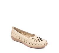 Chums Ladies Slip On Shoes Stylish Cut Out Design with Comfortable Cushioned Insole Breathable Design Flexible Sole Beige 4 UK