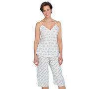 Chums Ladies Stylish Palm Print Viscose Crop Pyjama Set Soft Comfortable Fabric with Piping Edge Detail Lightweight Design with Adjustable Straps & Elasticated Waist Pink 10-12