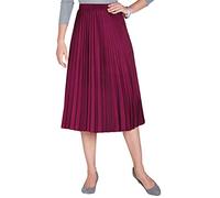 Chums Ladies Sunray Permanent Pleat Jersey Skirt Comfortable and Stylish Elasticated Waist Two Length Options Wine 12 Petite