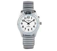 Chums Ladies Talking Atomic Watch with Expanding Bracelet Strap, RNIB-Endorsed Voice, Radio Controlled Accuracy, Easy-Read Analogue Dial Silver