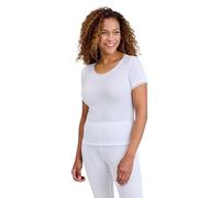 Chums Ladies Thermal Underwear Set - Pointelle Thermal Short Sleeve Vest Long Sleeve Vest And Leggings Baselayer White 14-16