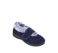 Chums Ladies Touch Fasten EE Fit Faux Fur Trim Cosy Velour Bootee Slippers | Adjustable Fastening, Plush Lining, Roomy Toe Box, Soft Velour Finish Slipper