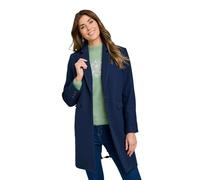 Chums Ladies Two Button Plain Design Coat Wool Look, Fully Lined 36" Length Winter Coat Collar and Rever 2 Button Midnight Blue 12