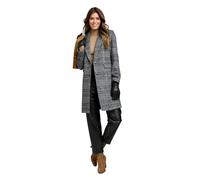 Chums Ladies Two Button Wool Look Check Design Coat Stylish Fully Lined Winter Overcoat with Front Pockets Classic Collar & Rever Black & White 14