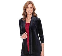 Chums Ladies Velour Jacket Luxury Soft Stretch Fabric 3/4 Sleeve Black 14