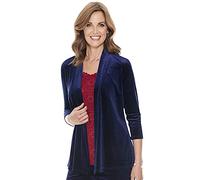 Chums Ladies Velour Jacket Luxury Soft Stretch Fabric 3/4 Sleeve Navy 20