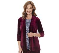 Chums Ladies Velour Jacket Luxury Soft Stretch Fabric 3/4 Sleeve Wine 24