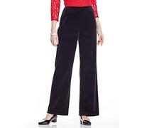 Chums Ladies Velour Straight Leg Trousers Soft Stretch Elasticated Waist Smart Casual Evening Comfort Trousers Sizes 12-24 Black 18 Short