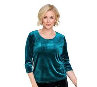 Chums Ladies Velour Top Luxury Soft Touch Fabric with Three Quarter Sleeve and Round Neckline